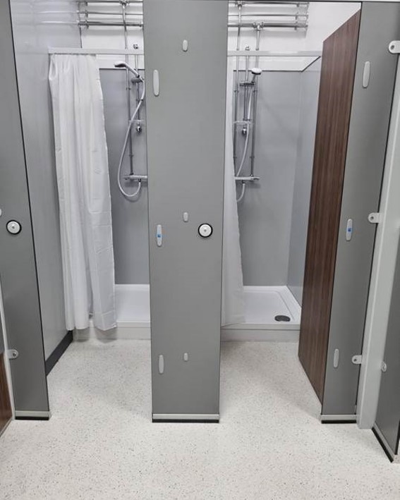 Showers at Huddersfield Royal Infirmary post refurbishment 